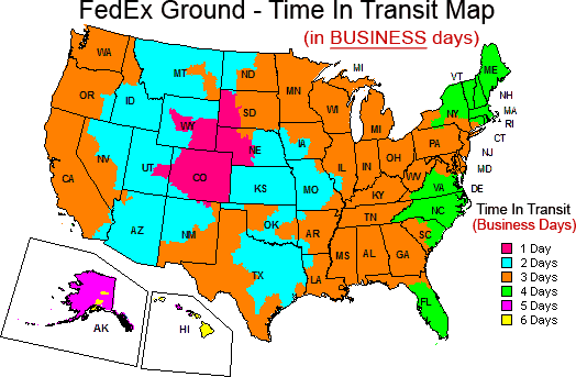 FedEx Ground Map for shipments originating from 80241