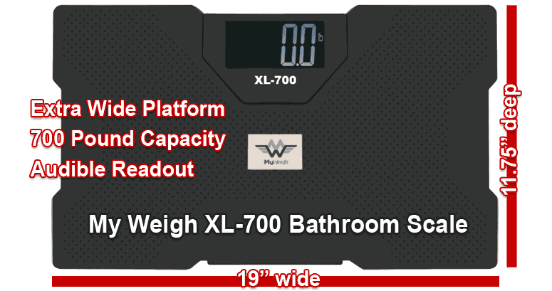 My Weigh XL-700 | Extra wide platform, 700 pound capacity, audible readout | 19 inches wide x 11.75 inches deep