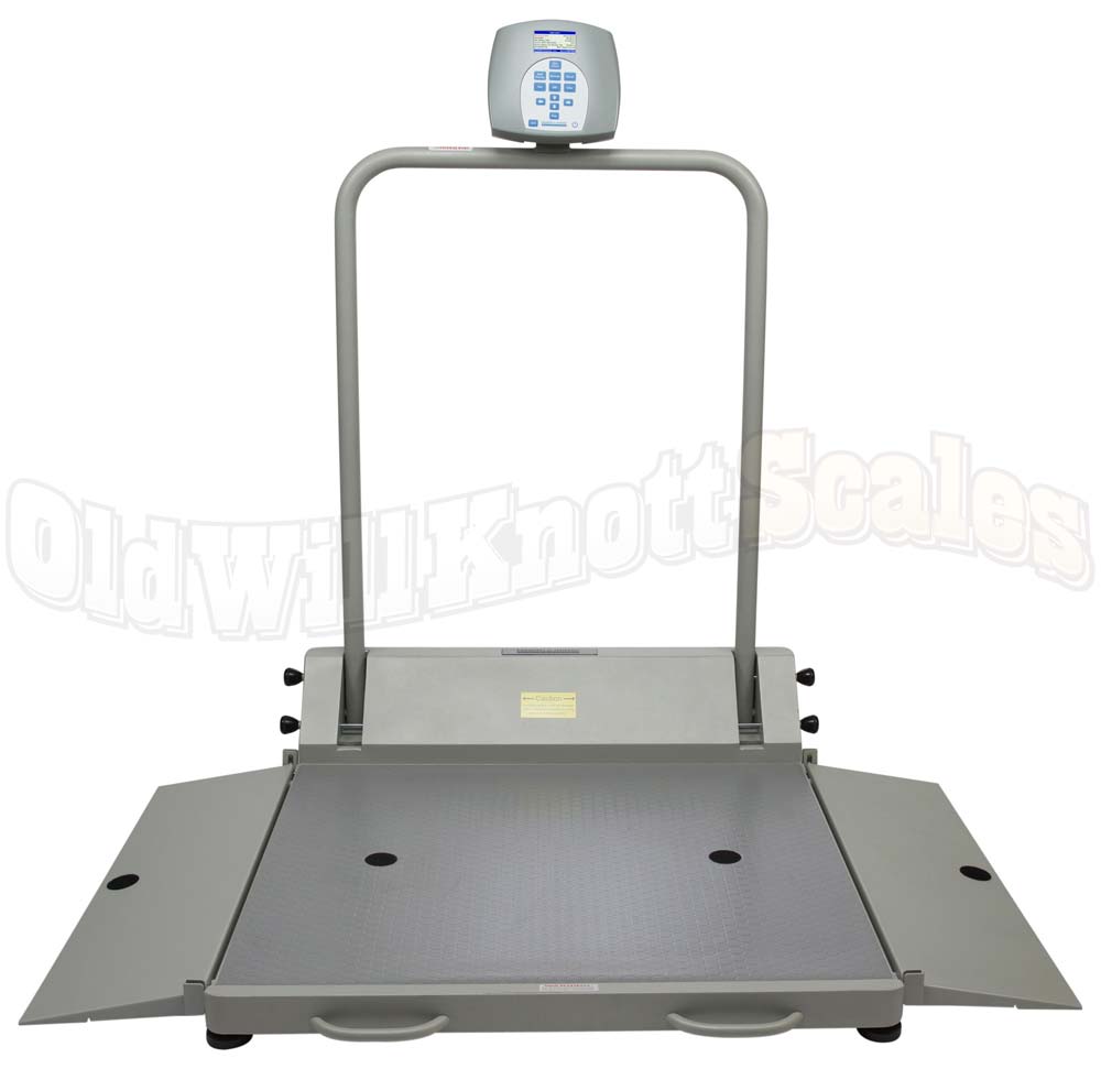 Healthometer 2610KL high capacity floor scale with handrail and two ramps.