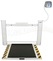 Health o meter 2900KL-AM wall mounted wheelchair scale with two ramps and remote display.