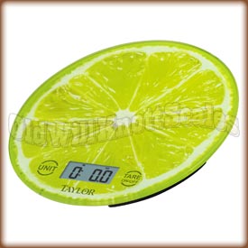 Taylor - 3823LI - Glass Top Kitchen Scale with Lime Slice Background
