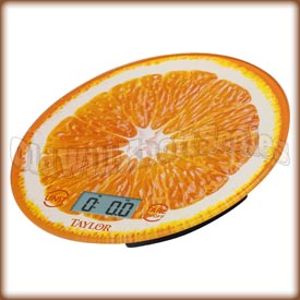 Taylor - 3823OR - Glass Top Kitchen Scale with Orange Slice Background